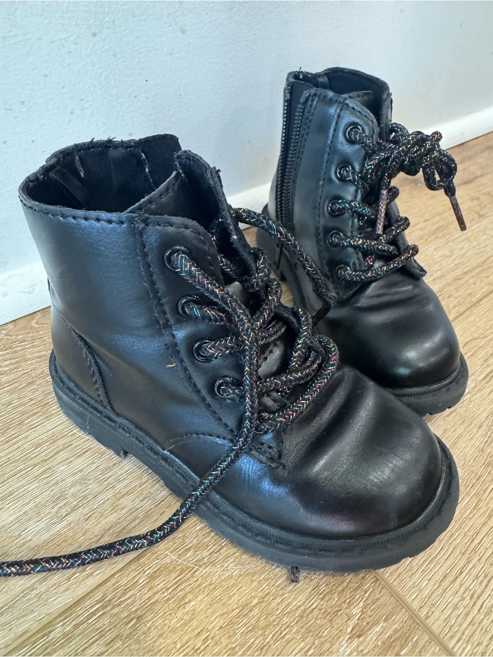 Toddler Black Lace-Up Ankle Boots